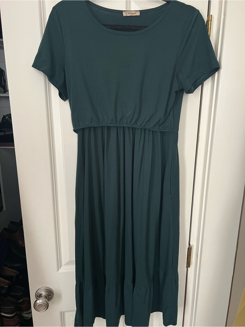Casual Empire Waist Midi Dress in Deep Teal